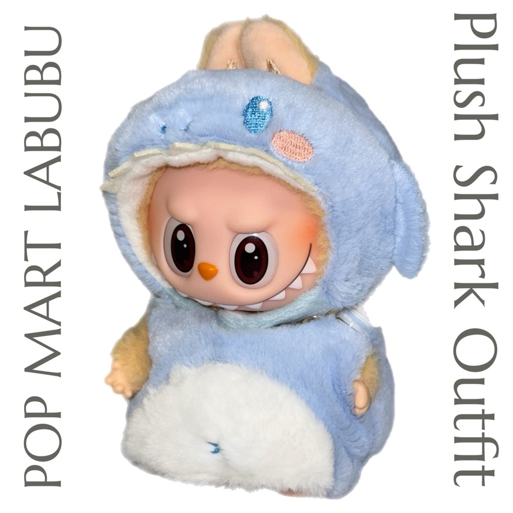 POP MART - Labubu Plush Shark Outfit - Blue Fuzzy Monster Costume
